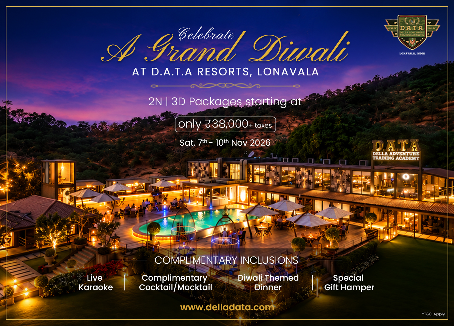 A Grand Diwali Celebration at D.A.T.A Resorts, Lonavala